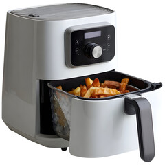 Air fryer with digital controls and glass basket
