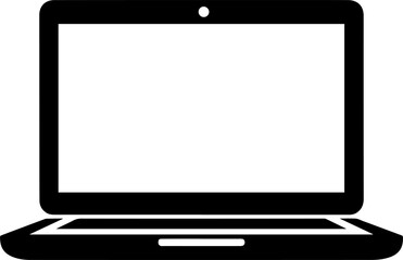 Laptop computer with a blank display screen isolated on a white background