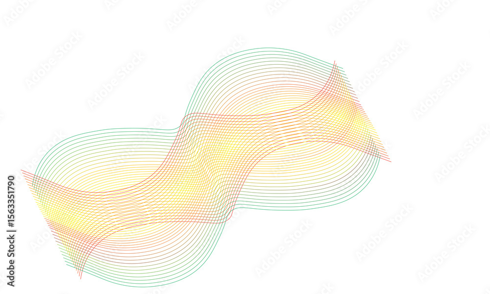 Poster abstract flowing wave pattern with gradient colors isolated on transparent background