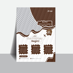 A4  corporate travel flyer template design ,simple, clean organic shape.