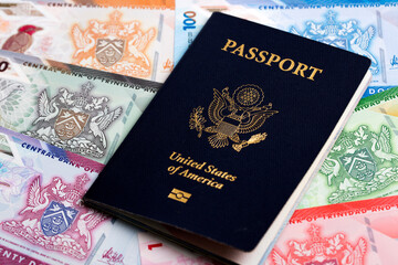 American passport on Trinidad and Tobago dollar