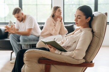 Offended by each other. Couple are at psychologist appointment