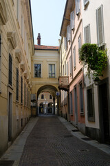 Historic buildings along via Santa Croce in Vigevano, Pavia, Italy