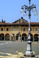 Historic buildings in Piazza Ducale of Vigevano, Pavia, Italy