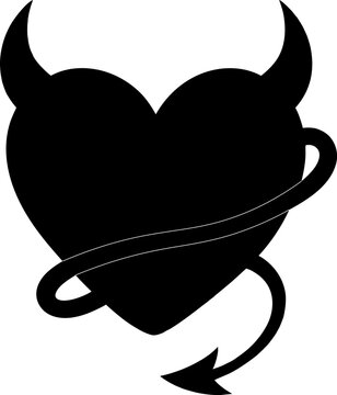Devilish Broken Heart silhuet Vector Illustration