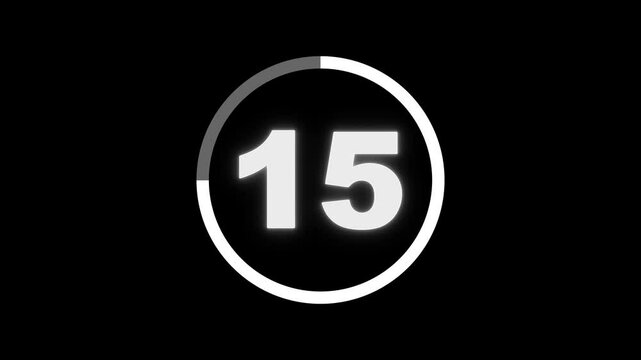 Countdown timer from 20 to 0 seconds real time. Animated number 20 countdown graphic on black background with modern minimalist design.