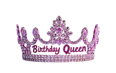 Elegant birthday celebration crown designed for the birthday queen with decorative sparkle isolated on transparent background PNG