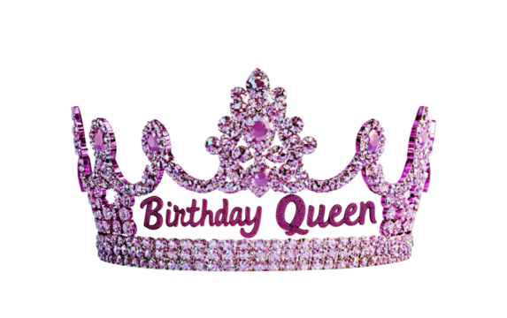 Elegant birthday celebration crown designed for the birthday queen with decorative sparkle isolated on transparent background PNG