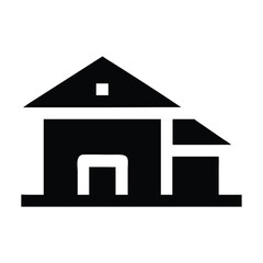 Black house icon with white entrance home building