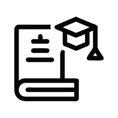 Graduation cap and diploma icon book education