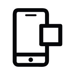 Black outline smartphone with square overlay mobile