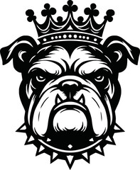silhouette angry bull dog head with crown vector logo isolated on white background.showcasing strength and determination. Perfect for sports teams, businesses, and brands seeking a strong identity
