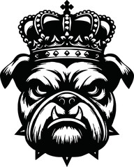 silhouette angry bull dog head with crown vector logo isolated on white background.showcasing strength and determination. Perfect for sports teams, businesses, and brands seeking a strong identity