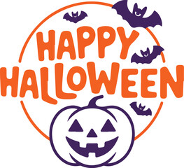 Happy Halloween text banner. Handwritten Halloween lettering  Logo  for flyer,  Cut Out, Decoration, Design, Draw poster, greeting card, party invitation. Seasonal holiday banner. Vector illustration.