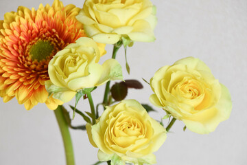 薔薇とガーベラ