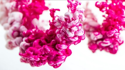 Pink and white ink swirling in water