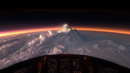 Aerial View of Snow Capped Mountain Range Earth and Sky
