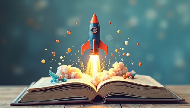 rocket on the book