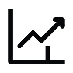 Black graph line chart with upward trend vector
