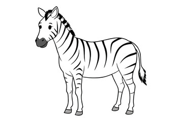 Fototapeta premium Outline drawing of a zebra with black and white stripes, on a white background. Children's coloring