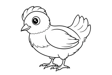 Obraz premium Illustration of a cartoon chicken in outline on a white background. Children's coloring, sketch
