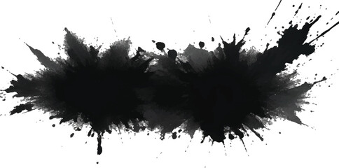 Black Ink Splatter Vector Background – Grunge Liquid Paint Drops and Dirty Blots for Urban Poster Designs and Digital Grunge Templates
