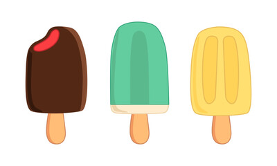 Set of cute ice cream vector illustrations