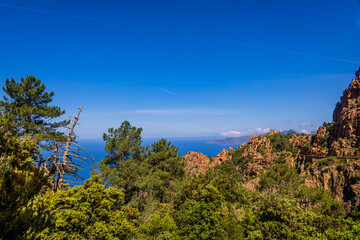 Sur la route côtière des Calanches de Piana en Corse du Sud en France