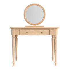 Fototapeta premium Elegant Isolated Vanity Table with Round Mirror