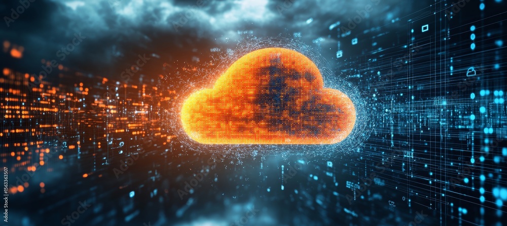 Poster cloud computing services data connectivity, digital security systems, and storage architecture