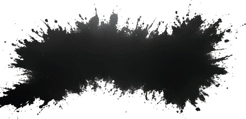 Obraz premium Black Grunge Ink Splatter Texture Vector – Liquid Paint Drops, Drips, and Splatters on White for Abstract Poster, Web Backgrounds, and T-Shirt Prints 