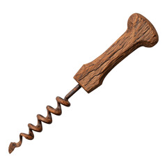 Wood Corkscrew with Isolated Transparent Background