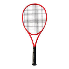 Isolated Red Tennis Racket on Transparent Background