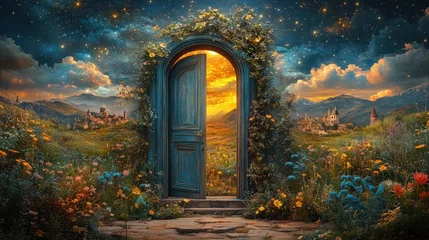 Handdoek met foto Meisjeskamer Magical portal to another world  © abdul