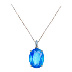 Elegant Blue Gemstone Pendant on Isolated Background