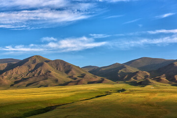 A picturesque high mountain  in the southeast of Kazakhstan in  summer day