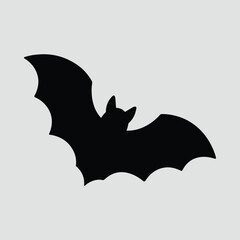 Silhouette bat flying dark halloween animal vector illustration