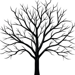 Obraz premium Vector silhouette of a tree with branches and leaves in black simple design