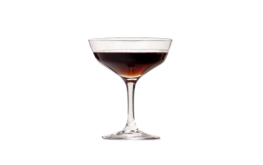Sophisticated espresso martini cocktail in sleek coupe glass highlighting rich coffee flavors and style isolated on transparent background PNG