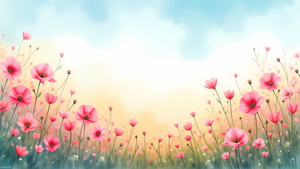 Obraz premium Blooming Field in Watercolor Style