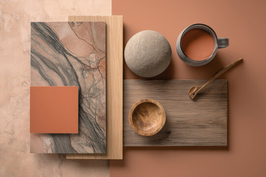 Kitchen Mood Board. An interior design mood board for a kitchen featuring natural materials and a warm, inviting color palette.