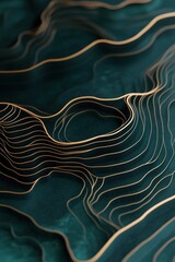 Abstract teal and gold landscape design