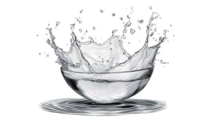 Water splash in dynamic motion with clear liquid droplets and realistic ripple effects refreshing natural element detailed high resolution isolated on white background