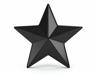 Obraz premium A striking black star with a glossy finish and sharp edges casts subtle shadows on a pristine white surface.