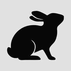 Silhouette cute rabbit sitting in profile view vector illustration