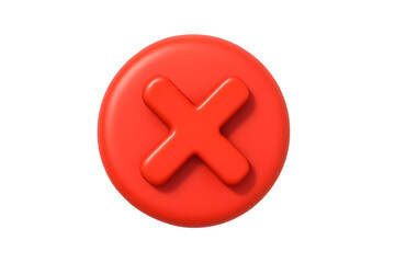Fototapeta premium Red X button, digital interface, rejection, error, negative, close, cancel, website, app, 3D render