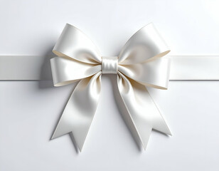 Naklejka premium A pristine white satin bow elegantly tied on a clean background, perfect for sophisticated designs.