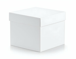 Pristine white square box with a separate lid, ideal for elegant product packaging or thoughtful gifts.