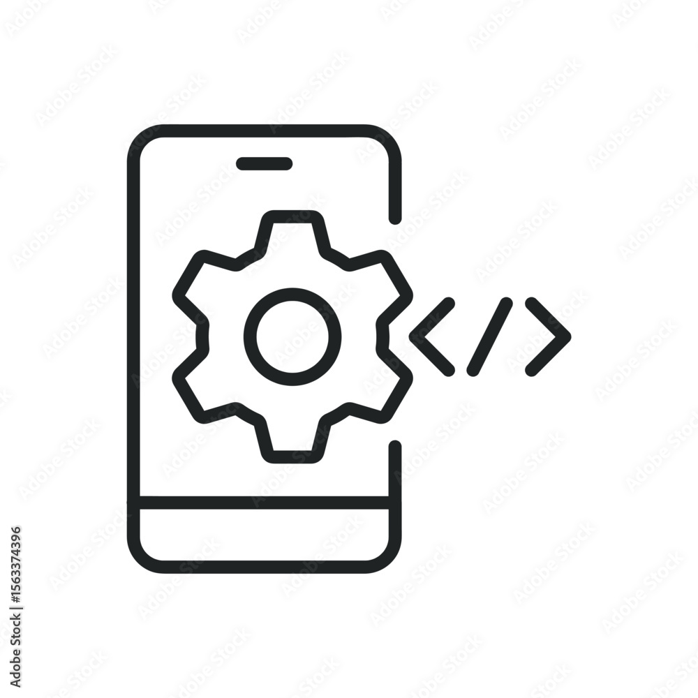 Wall mural mobile programming thin line vector icons