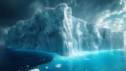 Video of an iceberg in the ocean. Great for nature documentaries and advertising of environmental projects.
